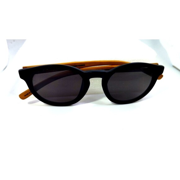 SOLO Peru Women's Sunglass Black And Bamboo Wood Temples Cat Eyes 50-21-140 - Picture 3 of 11